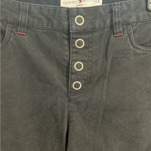 Vintage TOMMY HILFIGER JEANS Y2K Snap Button Fly Bootcut Black Size 8 Preppy - Picture 11 of 11